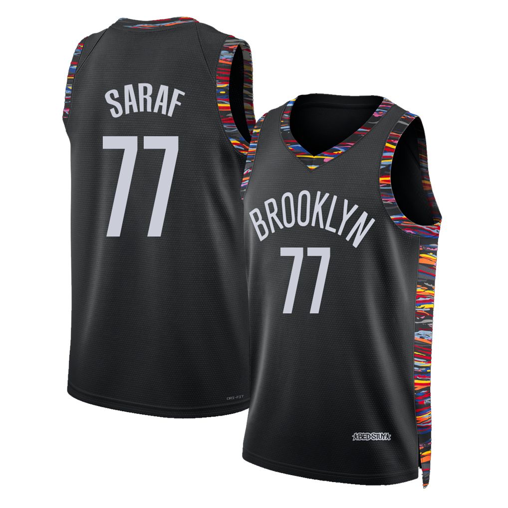 Brooklyn #77 Saraf Player Basketball Sleeveless Black Jersey Ben For Adult Youth