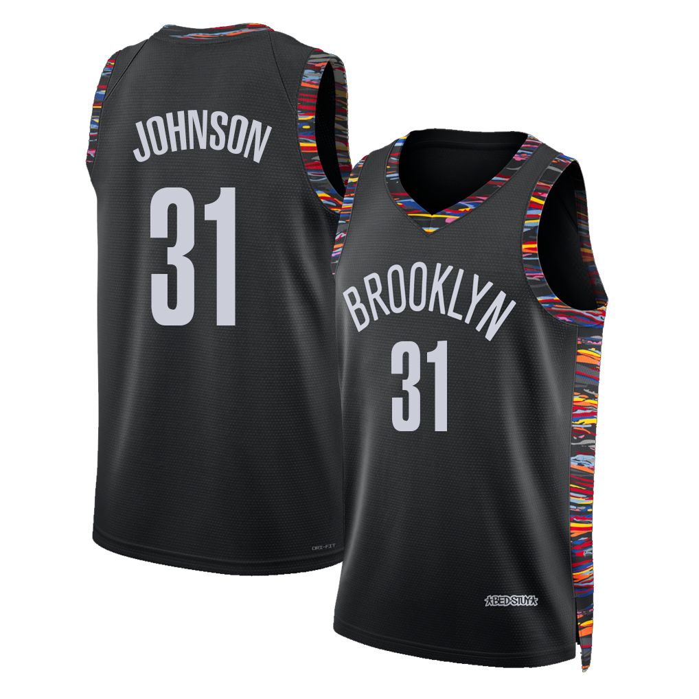 Brooklyn #31 Johnson Player Basketball Sleeveless Black Jersey Chaney For Adult Youth