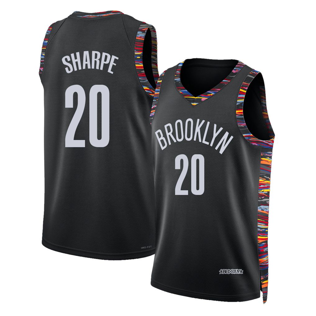 Brooklyn #20 Sharpe Player Basketball Sleeveless Black Jersey Day'Ron For Adult Youth