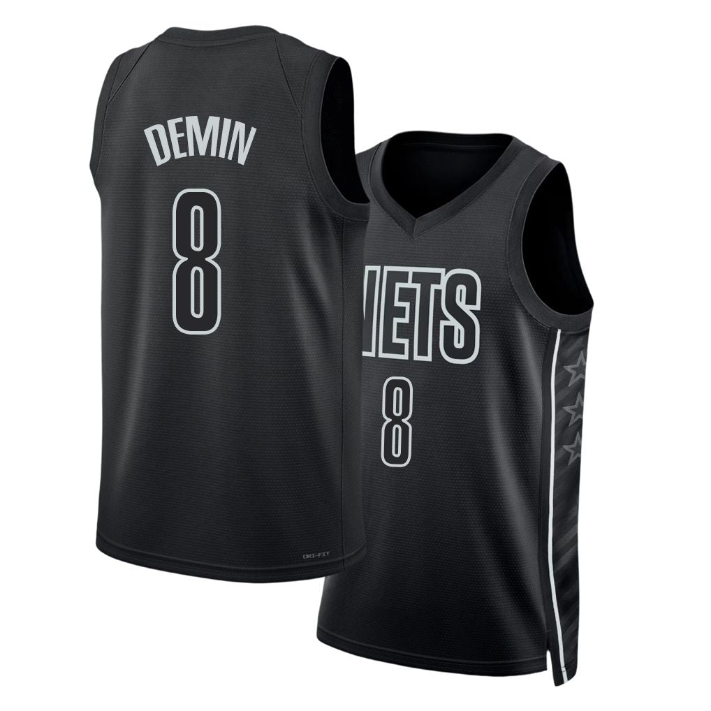 Brooklyn #8 Demin Player Basketball Sleeveless Black Jersey Egor For Adult Youth