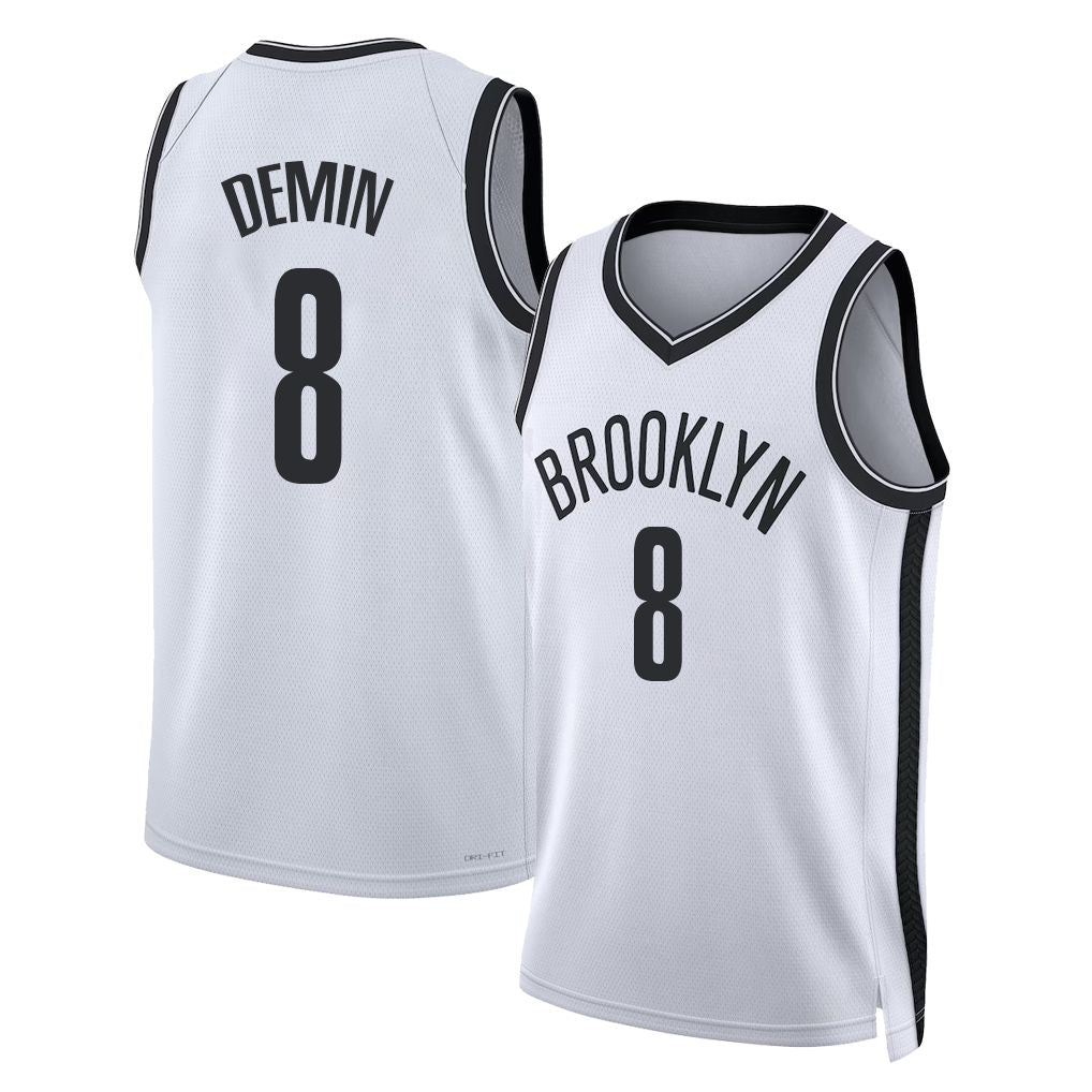 Brooklyn #8 Demin Player Basketball Sleeveless White Jersey Egor For Adult Youth