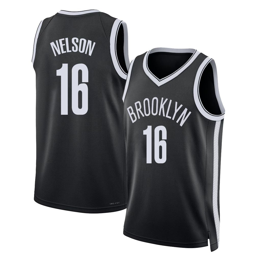 Brooklyn #16 Nelson Player Basketball Sleeveless Black Jersey Grant For Adult Youth