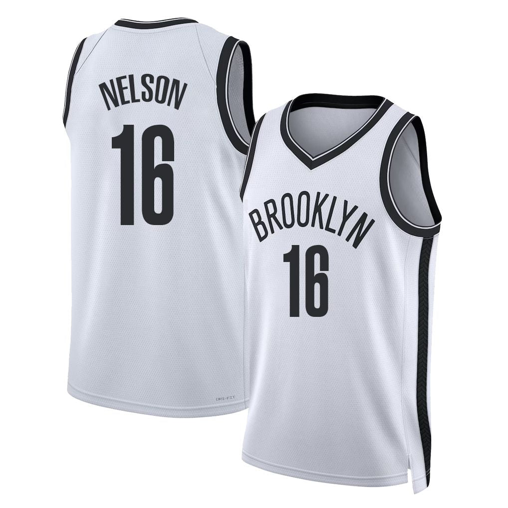 Brooklyn #16 Nelson Player Basketball Sleeveless White Jersey Grant For Adult Youth