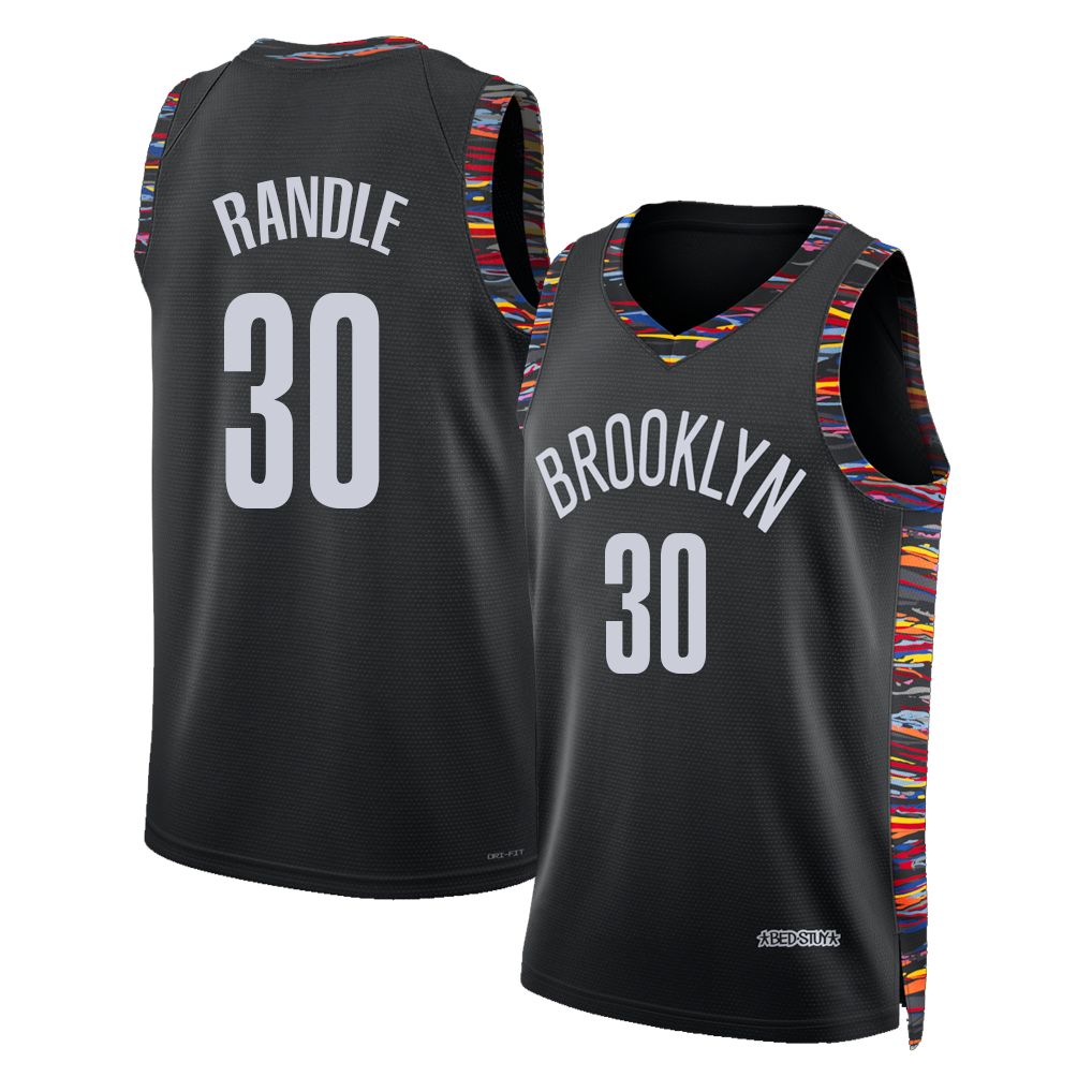 Brooklyn #30 Randle Player Basketball Sleeveless Black Jersey Julius For Adult Youth