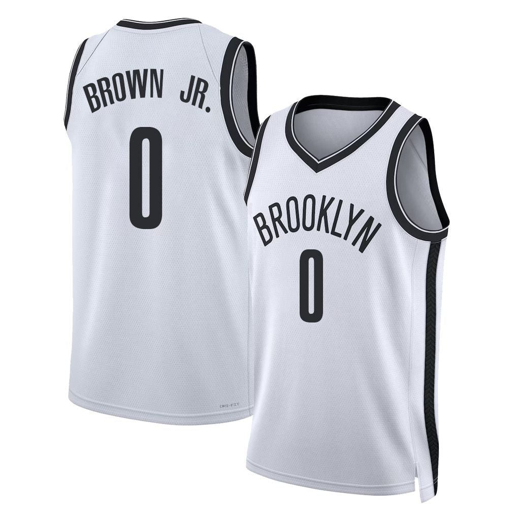 Brooklyn #0 Brown Jr. Player Basketball Sleeveless White Jersey Mikel For Adult Youth
