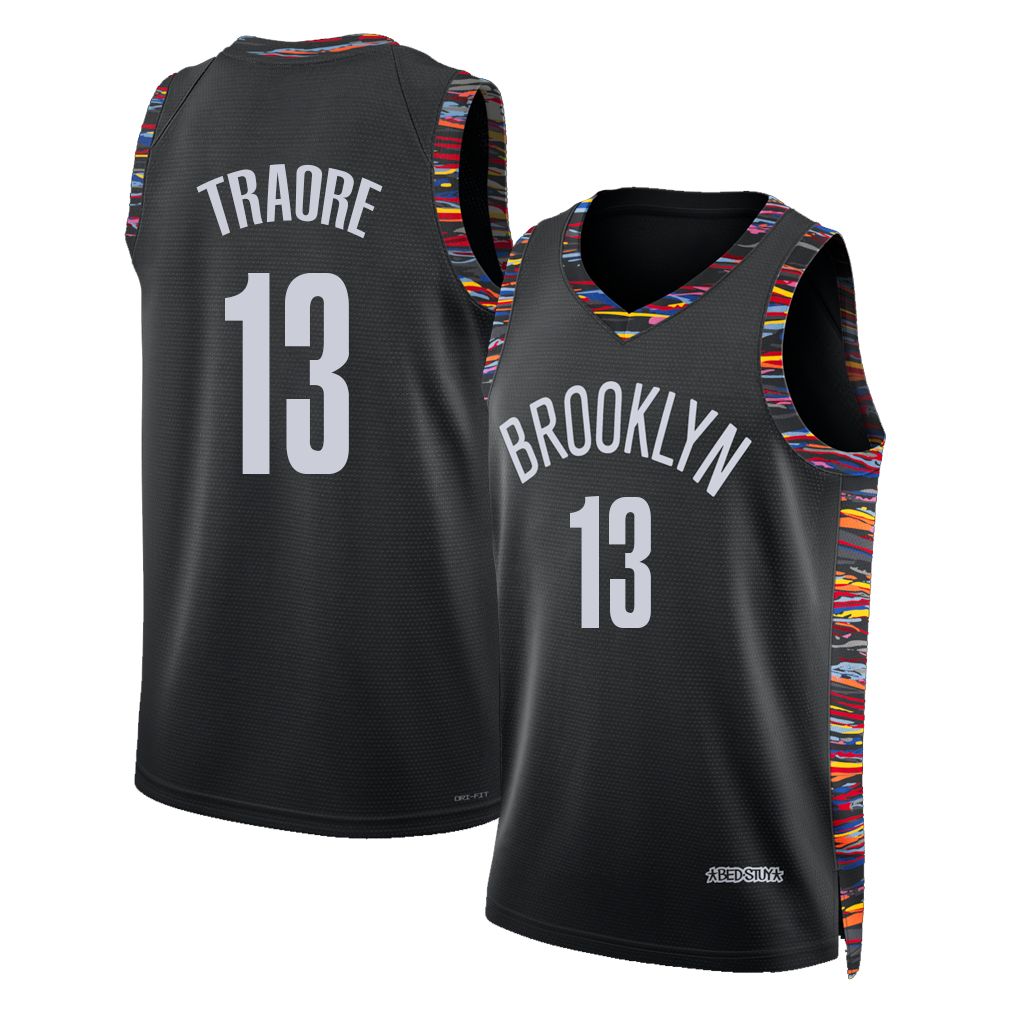 Brooklyn #13 Traore Player Basketball Sleeveless Black Jersey Nolan For Adult Youth