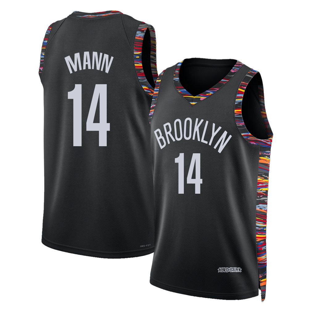Brooklyn #14 Mann Player Basketball Sleeveless Black Jersey Terance For Adult Youth