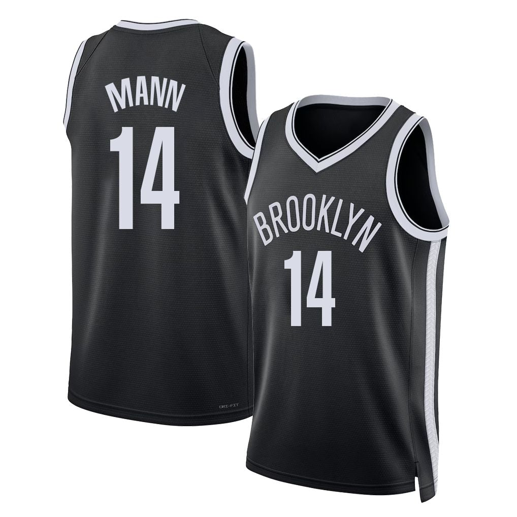 Brooklyn #14 Mann Player Basketball Sleeveless Black Jersey Terance For Adult Youth