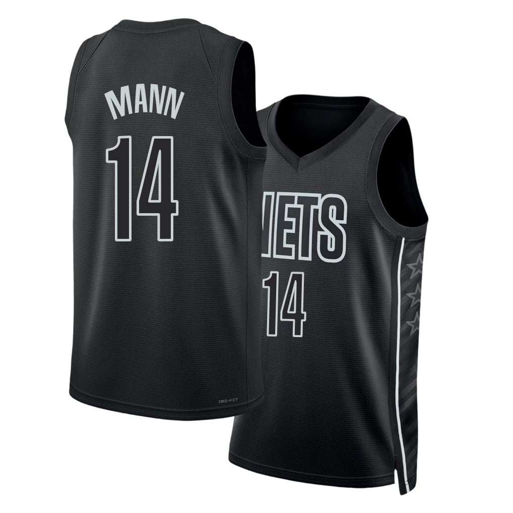 Brooklyn #14 Mann Player Basketball Sleeveless Black Jersey Terance For Adult Youth