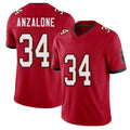 Tampa Bay #34 Anzalone Player Football V Neck Short Sleeve Red Jersey Alex For Men Youth Women Gift