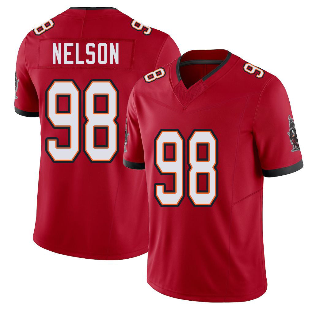 Tampa Bay #98 Nelson Player Football V Neck Short Sleeve Red Jersey Anthony For Men Youth Women Gift