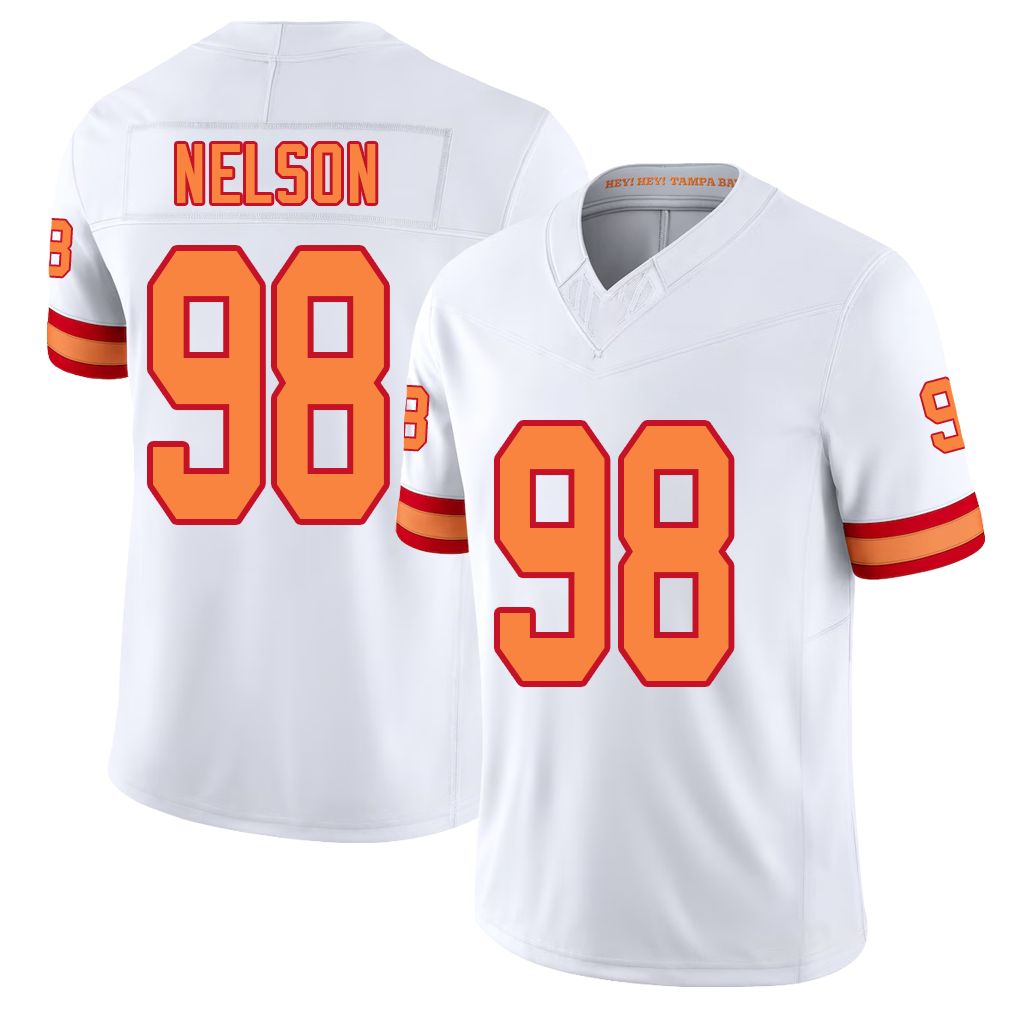 Tampa Bay #98 Nelson Player Football V Neck Short Sleeve White Jersey Anthony For Men Youth Women Gift