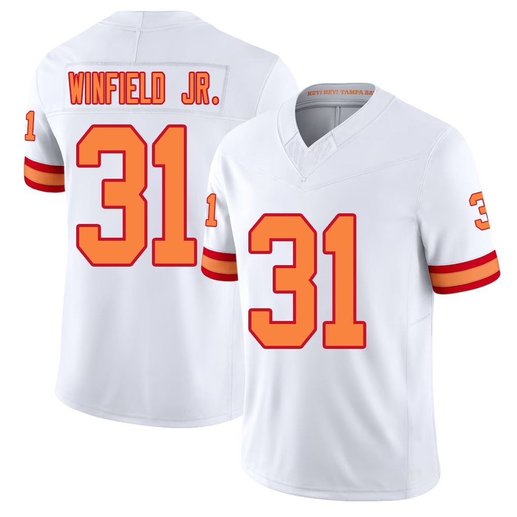 Tampa Bay #31 Winfield Jr. Player Football V Neck Short Sleeve White Jersey Antoine For Men Youth Women Gift
