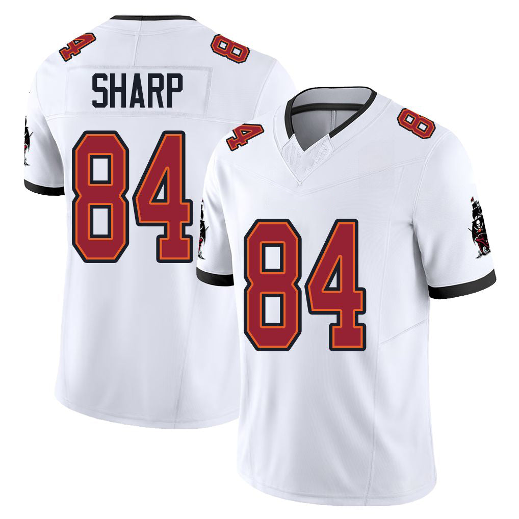 Tampa Bay #84 Sharp Player Football V Neck Short Sleeve Jersey White Bauer For Men Youth Women Gift
