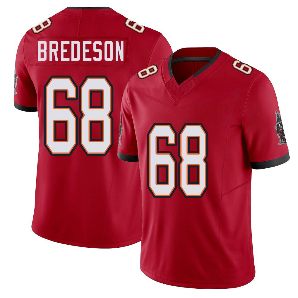 Tampa Bay #68 Bredeson Player Football V Neck Short Sleeve Red Jersey Ben For Men Youth Women Gift