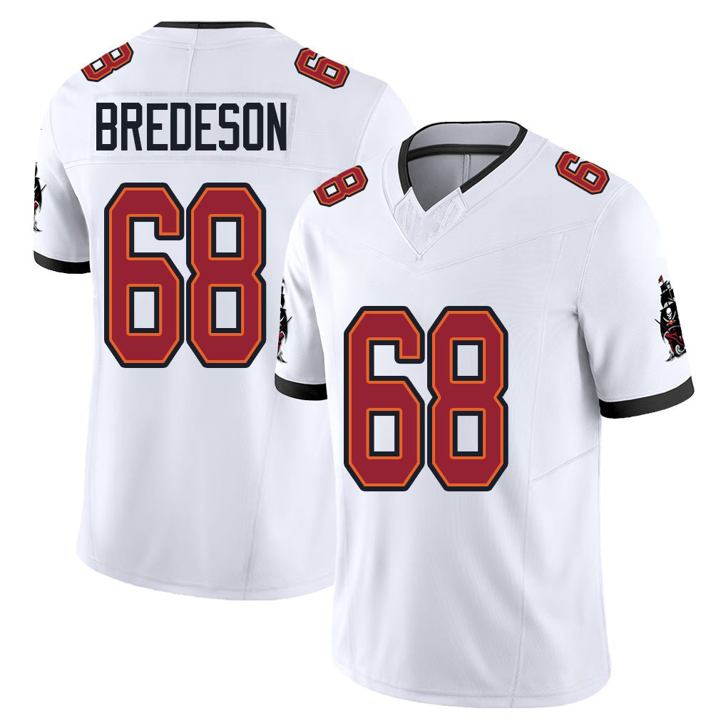 Tampa Bay #68 Bredeson Player Football V Neck Short Sleeve Jersey White Ben For Men Youth Women Gift
