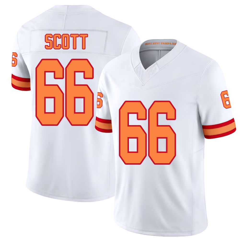 Tampa Bay #66 Scott Player Football V Neck Short Sleeve White Jersey Ben For Men Youth Women Gift