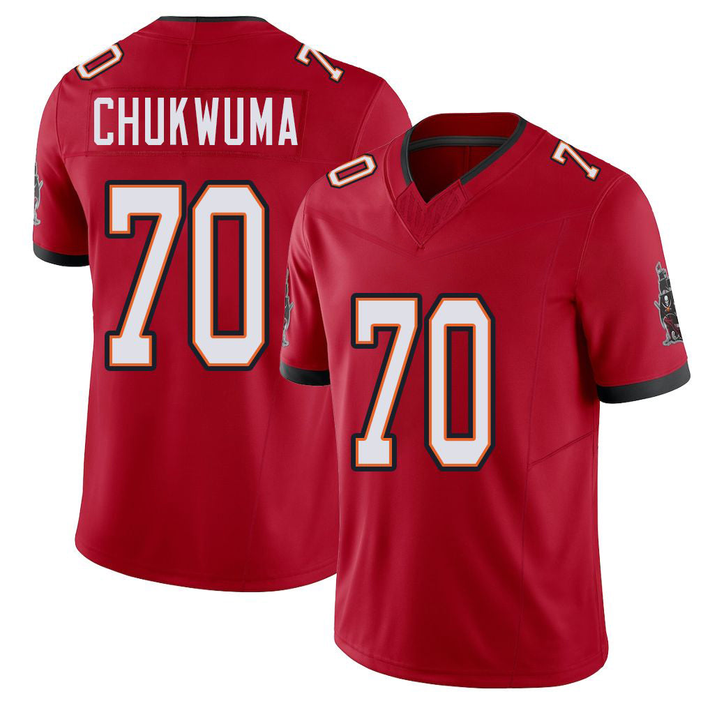 Tampa Bay #70 Chukwuma Player Football V Neck Short Sleeve Red Jersey Benjamin For Men Youth Women Gift