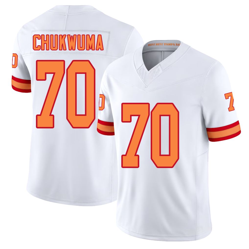 Tampa Bay #70 Chukwuma Player Football V Neck Short Sleeve White Jersey Benjamin For Men Youth Women Gift