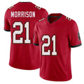 Tampa Bay #21 Morrison Player Football V Neck Short Sleeve Red Jersey Benjamin For Men Youth Women Gift