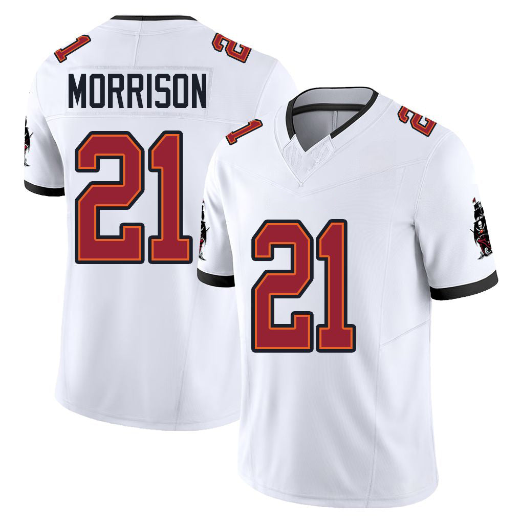 Tampa Bay #21 Morrison Player Football V Neck Short Sleeve Jersey White Benjamin For Men Youth Women Gift