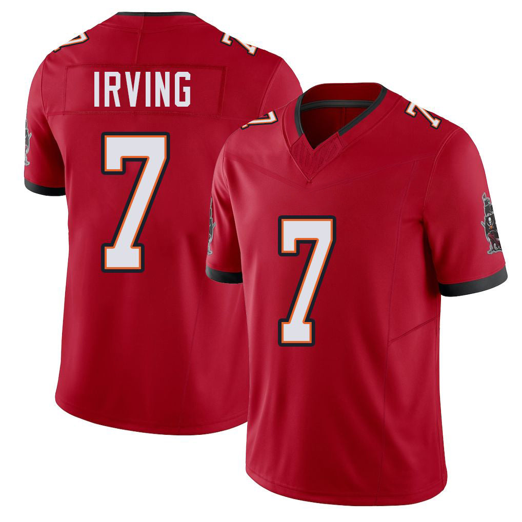 Tampa Bay #7 Irving Player Football V Neck Short Sleeve Red Jersey Bucky For Men Youth Women Gift