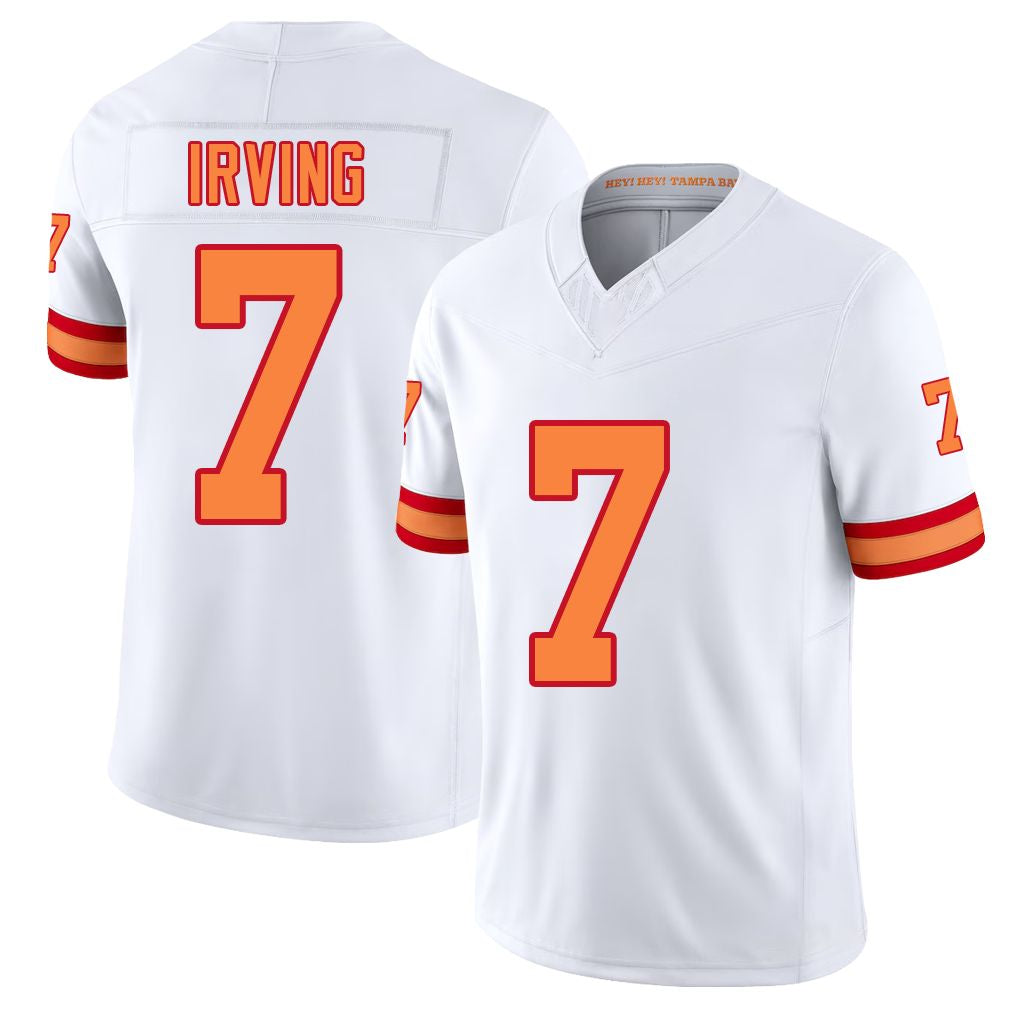 Tampa Bay #7 Irving Player Football V Neck Short Sleeve White Jersey Bucky For Men Youth Women Gift
