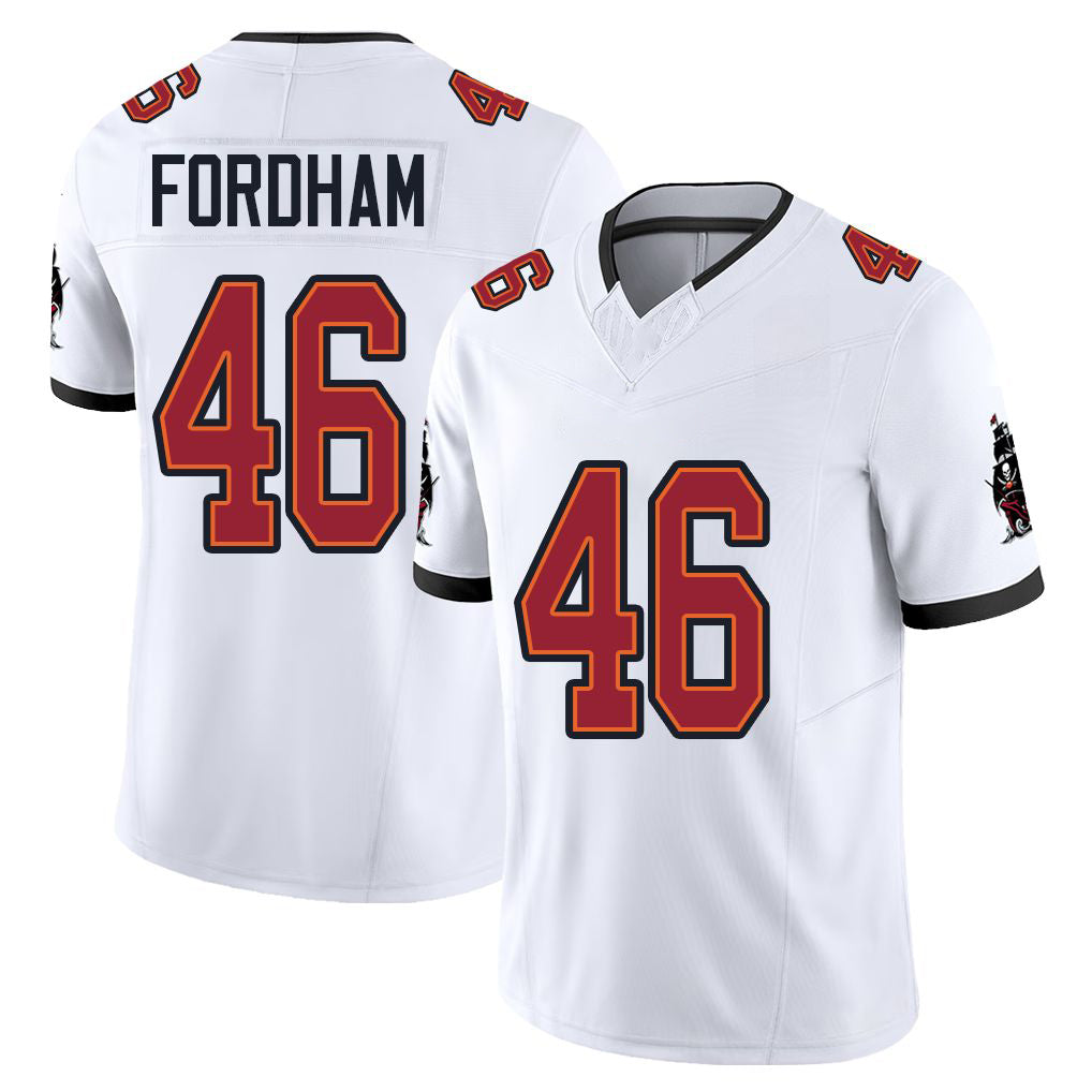 Tampa Bay #46 Fordham Player Football V Neck Short Sleeve Jersey White Caden For Men Youth Women Gift