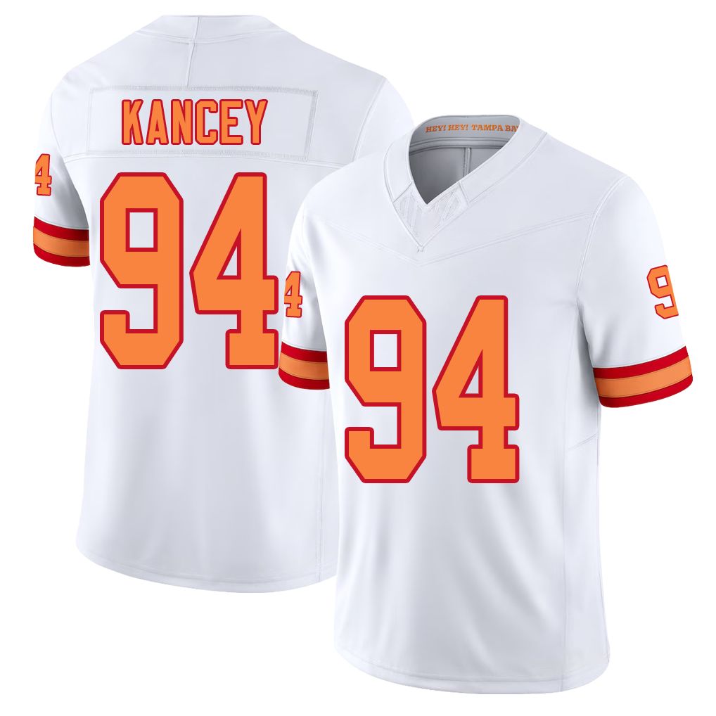 Tampa Bay #94 Kancey Player Football V Neck Short Sleeve White Jersey Calijah For Men Youth Women Gift