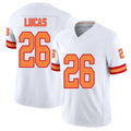 Tampa Bay #26 Lucas Player Football V Neck Short Sleeve White Jersey Chase For Men Youth Women Gift
