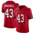 Tampa Bay #43 Braswell Player Football V Neck Short Sleeve Red Jersey Chris For Men Youth Women Gift