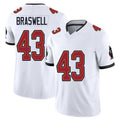 Tampa Bay #43 Braswell Player Football V Neck Short Sleeve Jersey White Chris For Men Youth Women Gift