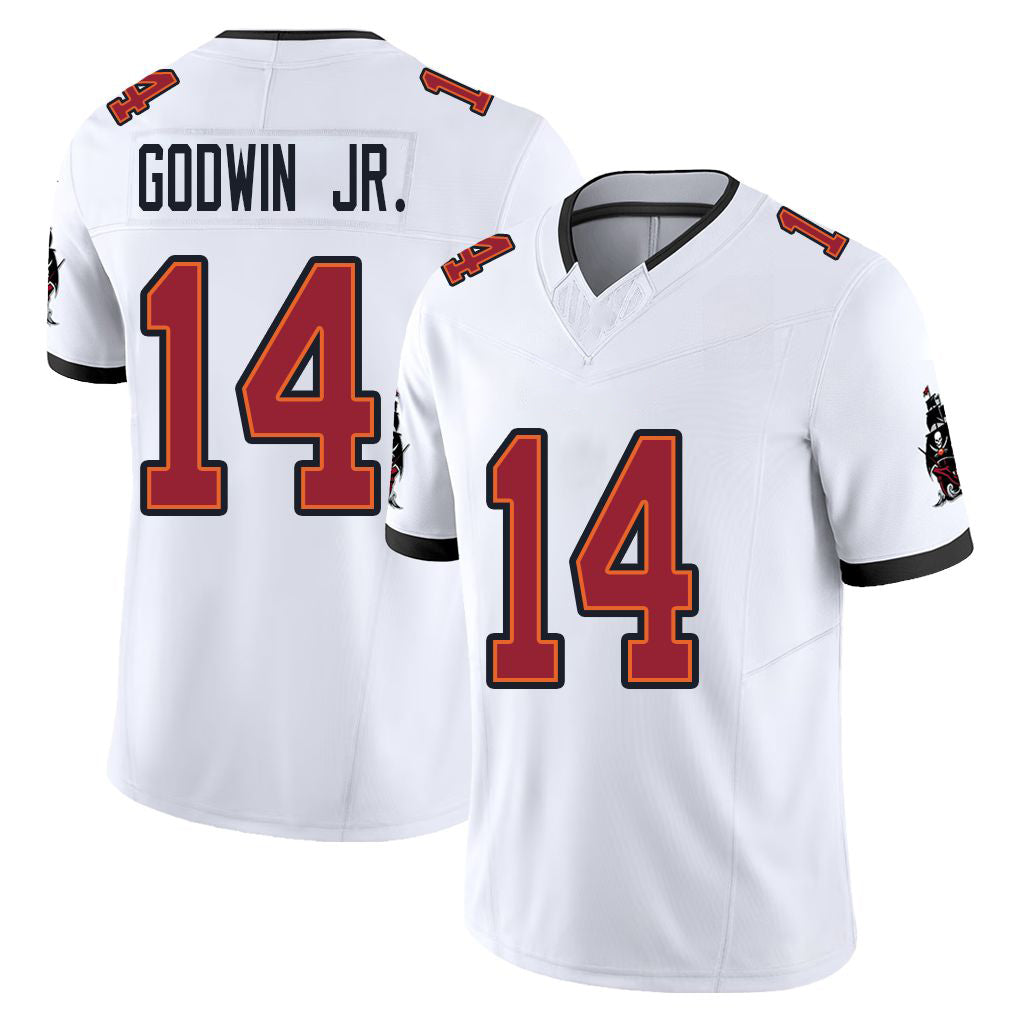 Tampa Bay #14 Godwin Jr. Player Football V Neck Short Sleeve Jersey White Chris For Men Youth Women Gift