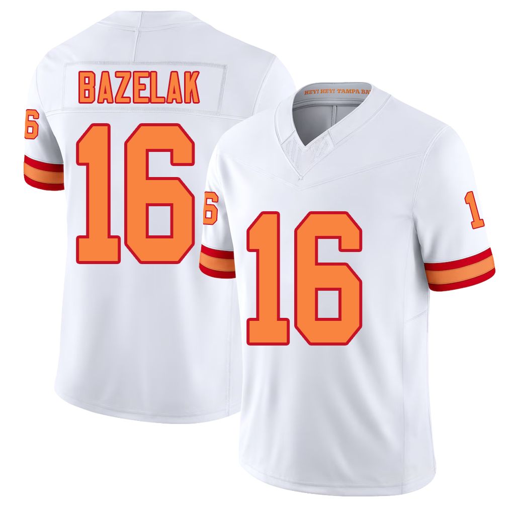Tampa Bay #16 Bazelak Player Football V Neck Short Sleeve White Jersey Connor For Men Youth Women Gift