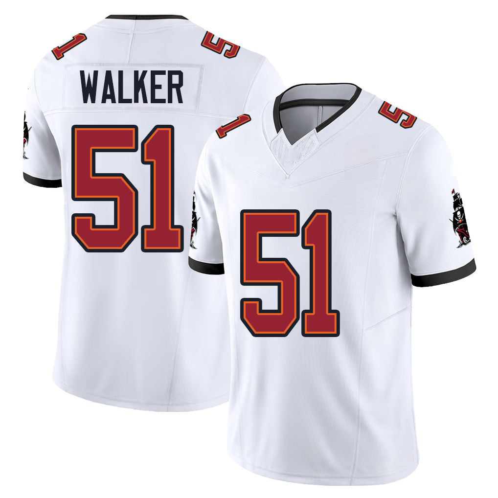 Tampa Bay #51 Walker Player Football V Neck Short Sleeve Jersey White David For Men Youth Women Gift