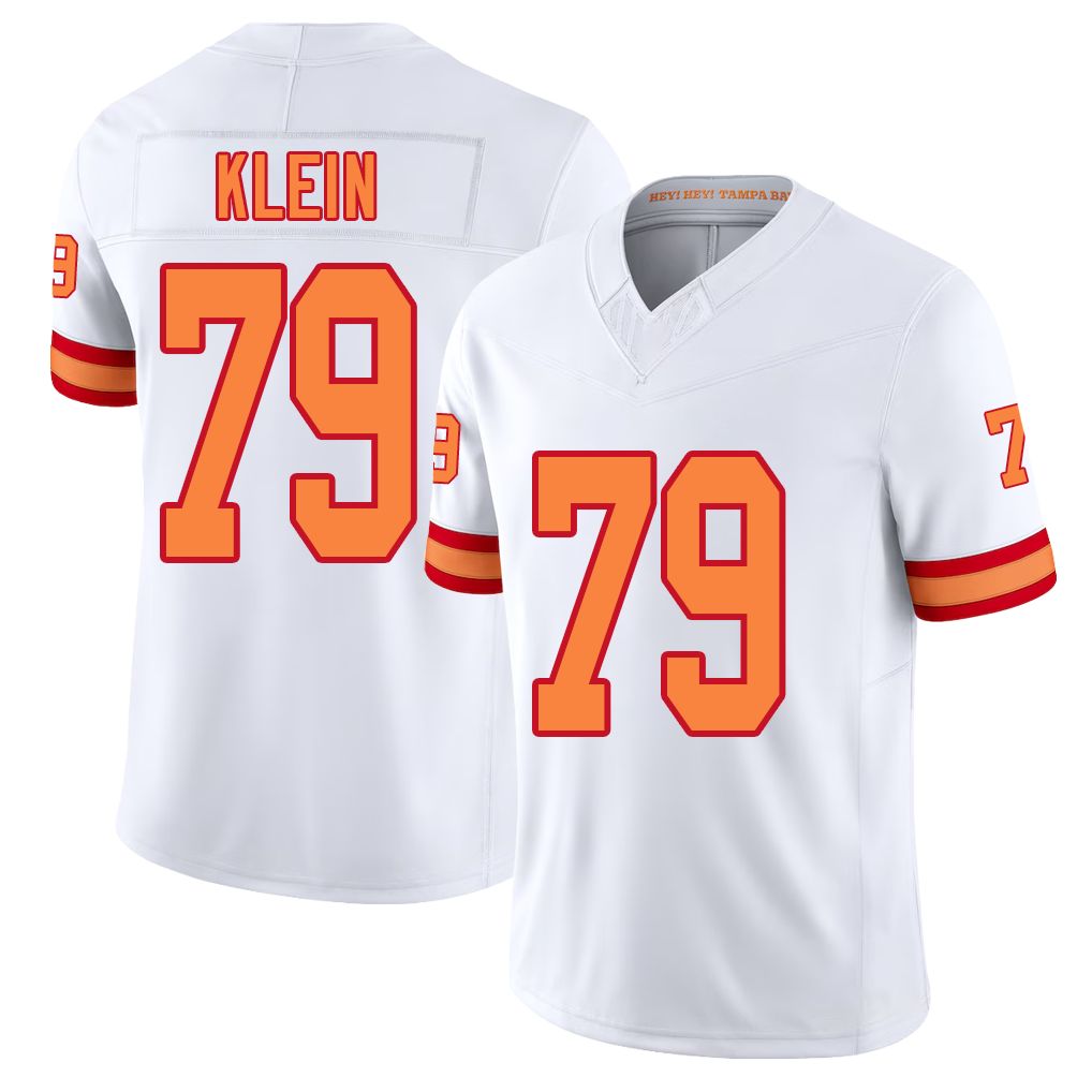 Tampa Bay #79 Klein Player Football V Neck Short Sleeve White Jersey Elijah For Men Youth Women Gift