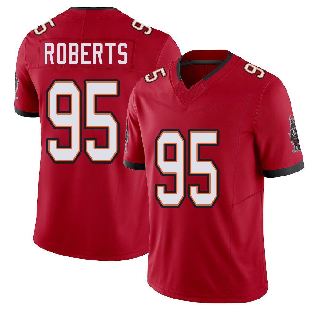 Tampa Bay #95 Roberts Player Football V Neck Short Sleeve Red Jersey Elijah For Men Youth Women Gift