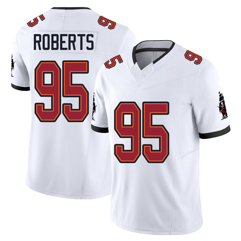 Tampa Bay #95 Roberts Player Football V Neck Short Sleeve Jersey White Elijah For Men Youth Women Gift