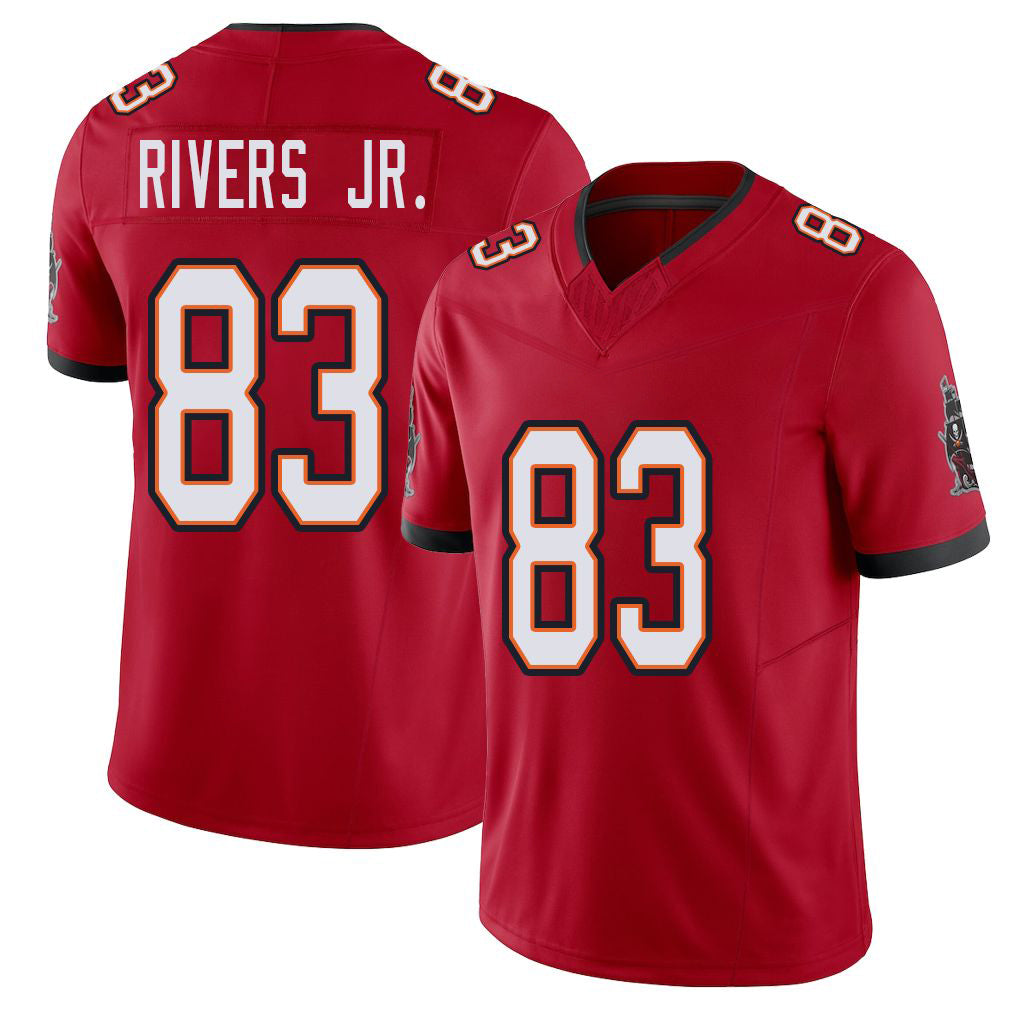 Tampa Bay #83 Rivers Jr. Player Football V Neck Short Sleeve Red Jersey Eric For Men Youth Women Gift
