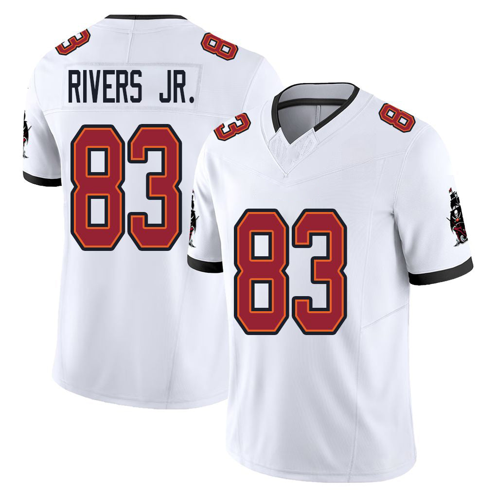 Tampa Bay #83 Rivers Jr. Player Football V Neck Short Sleeve Jersey White Eric For Men Youth Women Gift