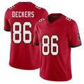Tampa Bay #86 Deckers Player Football V Neck Short Sleeve Red Jersey Evan For Men Youth Women Gift