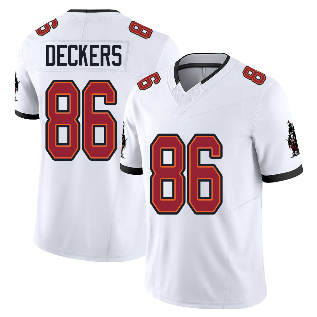 Tampa Bay #86 Deckers Player Football V Neck Short Sleeve Jersey White Evan For Men Youth Women Gift
