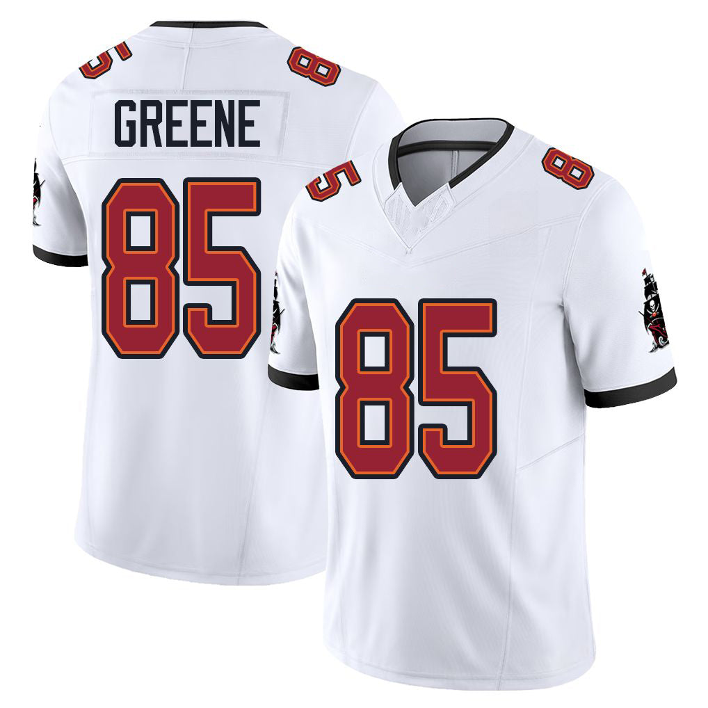 Tampa Bay #85 Greene Player Football V Neck Short Sleeve Jersey White Garrett For Men Youth Women Gift