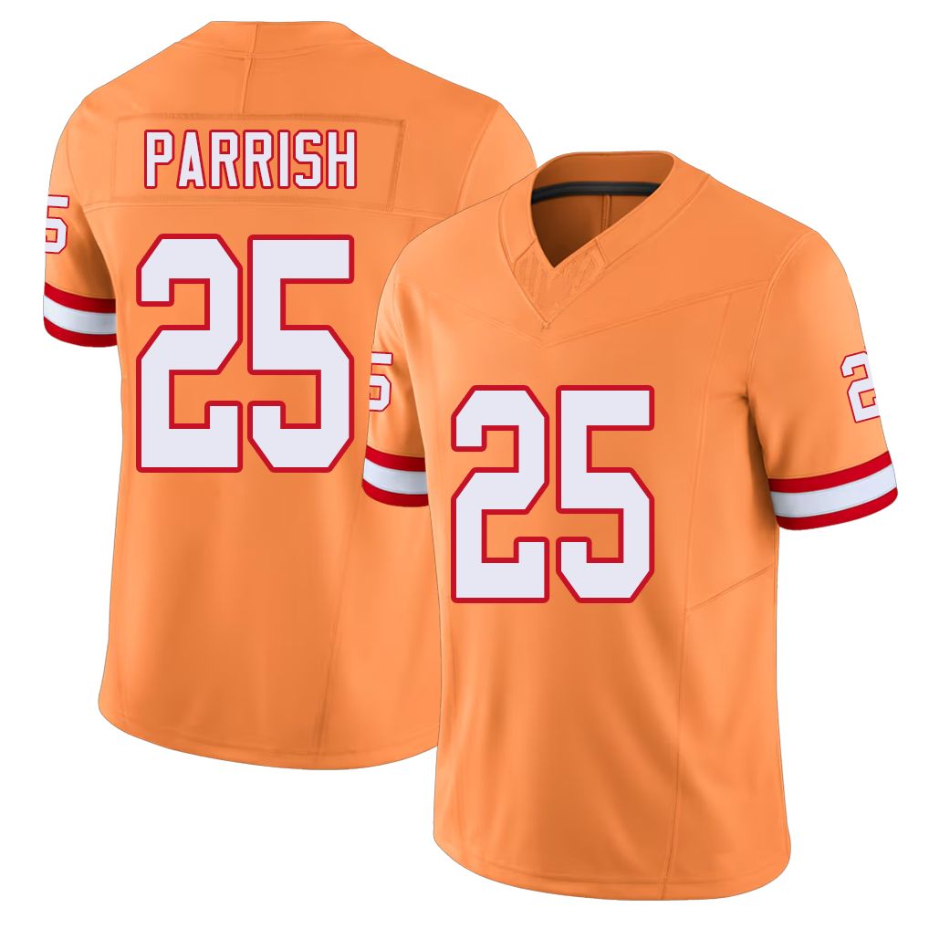 Tampa Bay #25 Parrish Player Football V Neck Short Sleeve Orange Jersey Jacob For Men Youth Women Gift