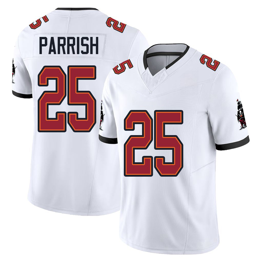 Tampa Bay #25 Parrish Player Football V Neck Short Sleeve Jersey White Jacob For Men Youth Women Gift