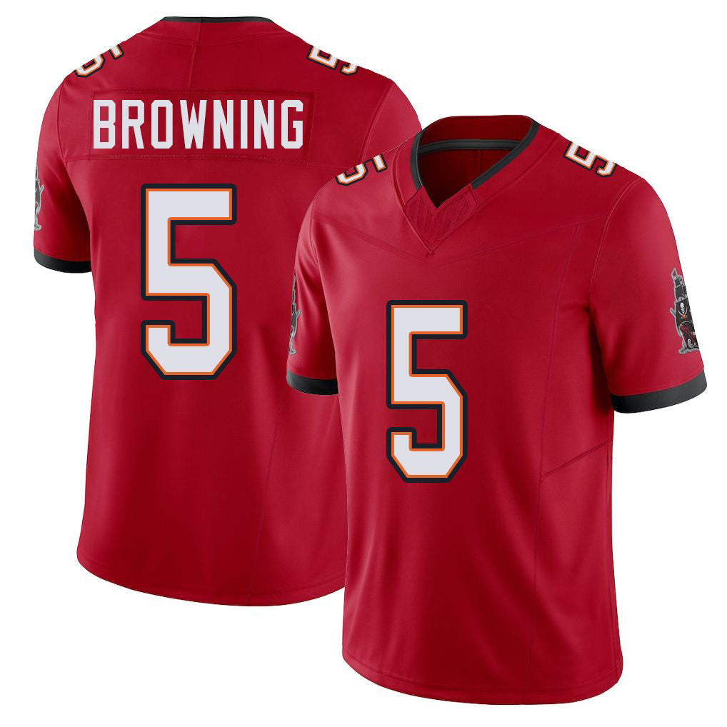 Tampa Bay #5 Browning Player Football V Neck Short Sleeve Red Jersey Jake For Men Youth Women Gift