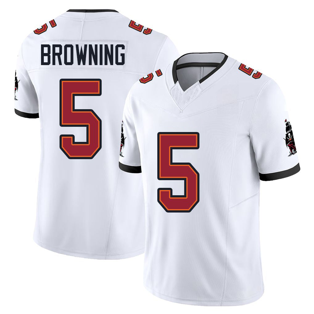Tampa Bay #5 Browning Player Football V Neck Short Sleeve Jersey White Jake For Men Youth Women Gift