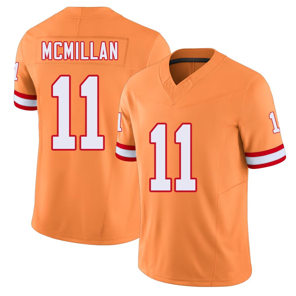 Tampa Bay #11 McMillan Player Football V Neck Short Sleeve Orange Jersey Jalen For Men Youth Women Gift