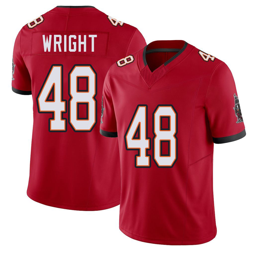 Tampa Bay #48 Wright Player Football V Neck Short Sleeve Red Jersey Javin For Men Youth Women Gift