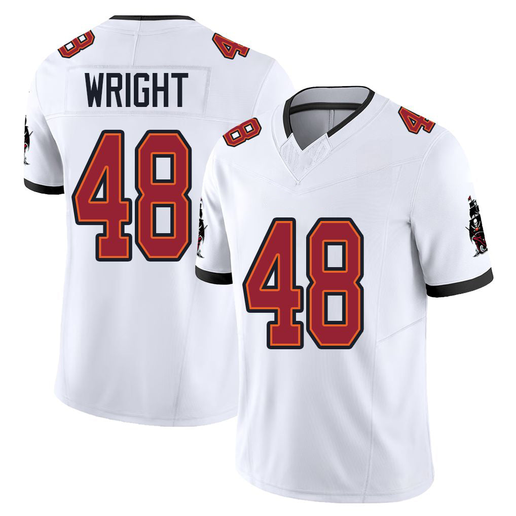 Tampa Bay #48 Wright Player Football V Neck Short Sleeve Jersey White Javin For Men Youth Women Gift